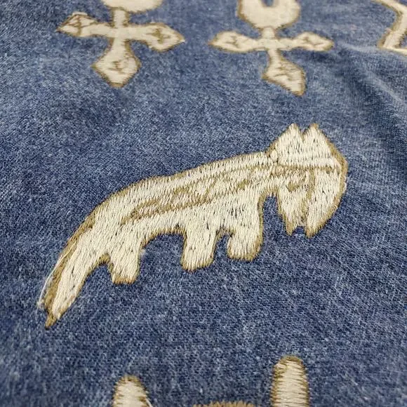 OO Designs 100% Cotton Western Style Vest Unisex Small Blue Denim Embroiled Rare - Picture 4 of 12